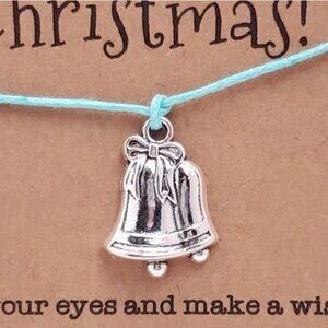 Double Bells Christmas Wish Bracelet Blue String